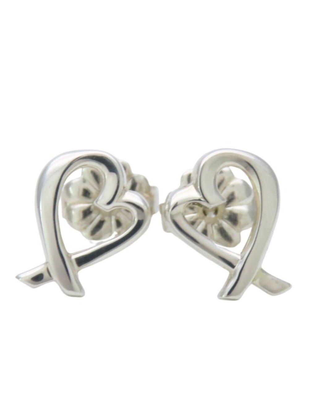 Tiffany & Co Earrings Loving Heart Silver White Gold Post